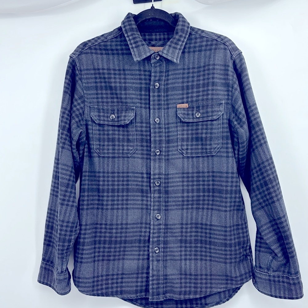 Orvis Men's Dark Gray Plaid Button Down Shirt Jacket Size Small